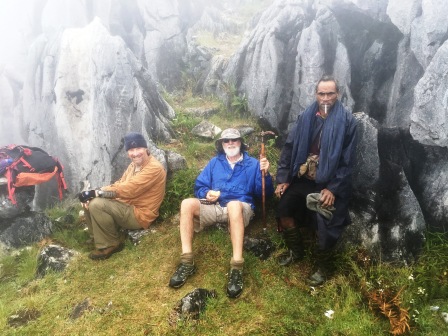 David, Nick and guide below summit of Matebean (Nicholas Hughes, July 2018)
