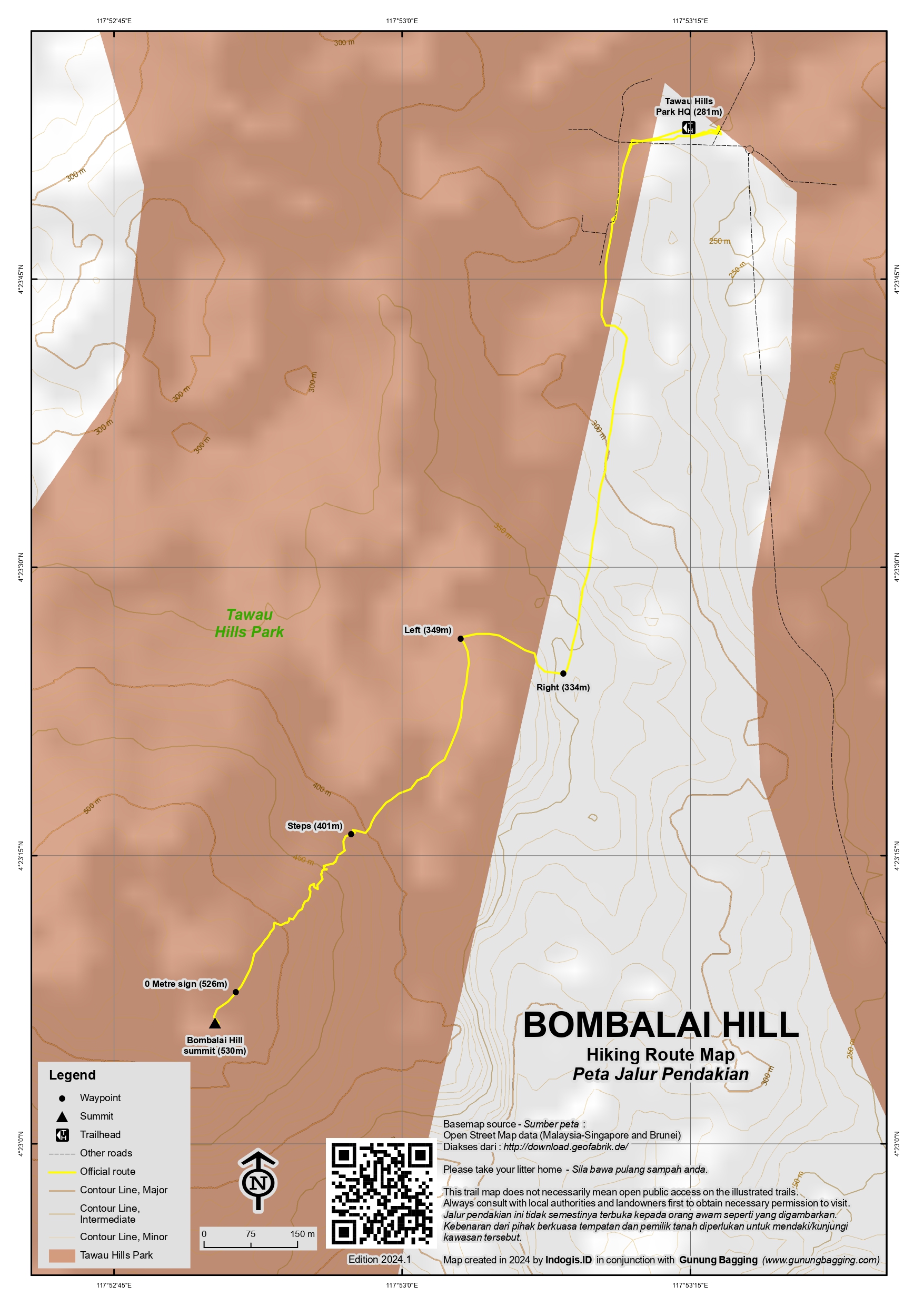 Peta Jalur Pendakian Bombalai Hill