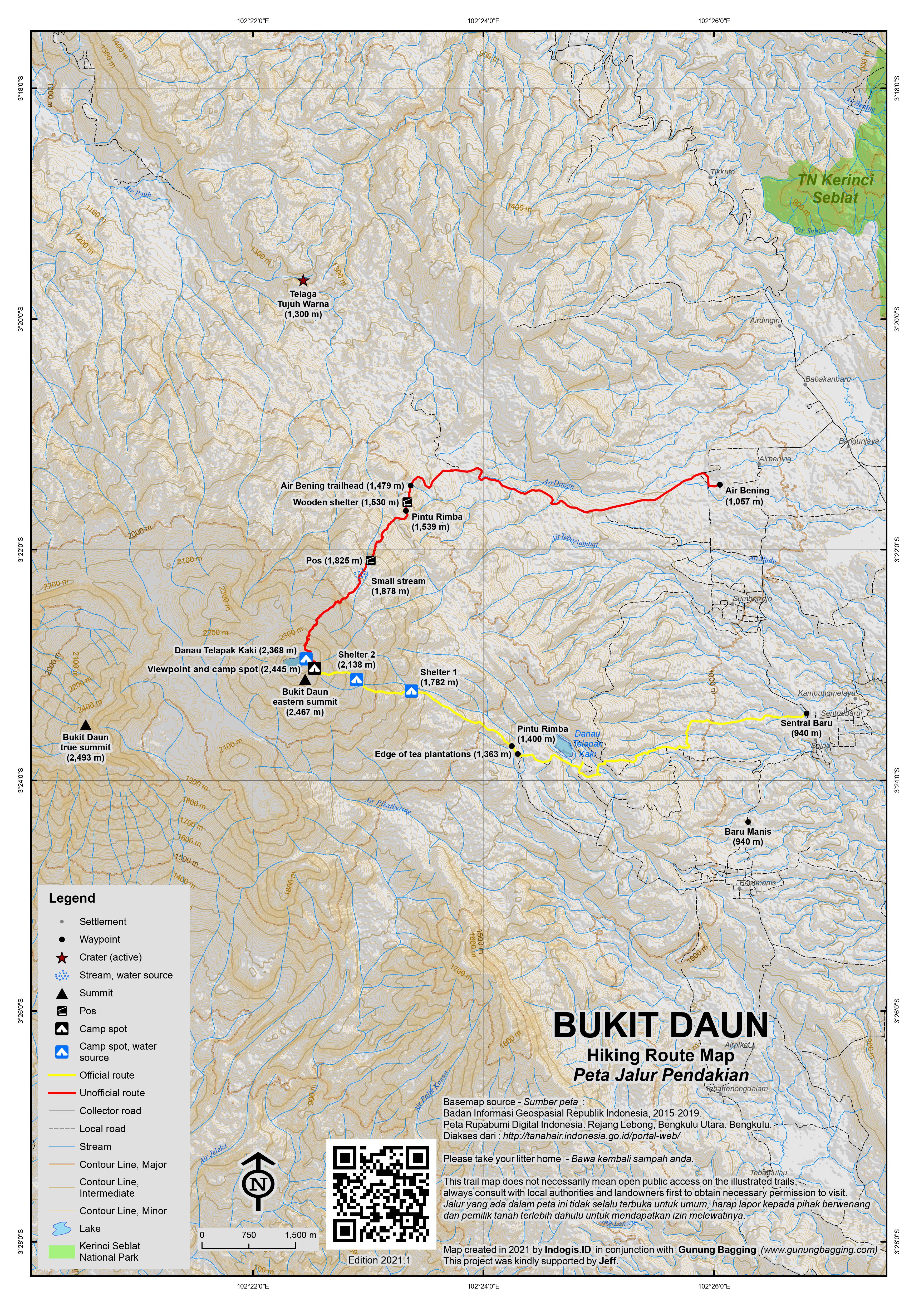Peta Jalur Pendakian Bukit Daun