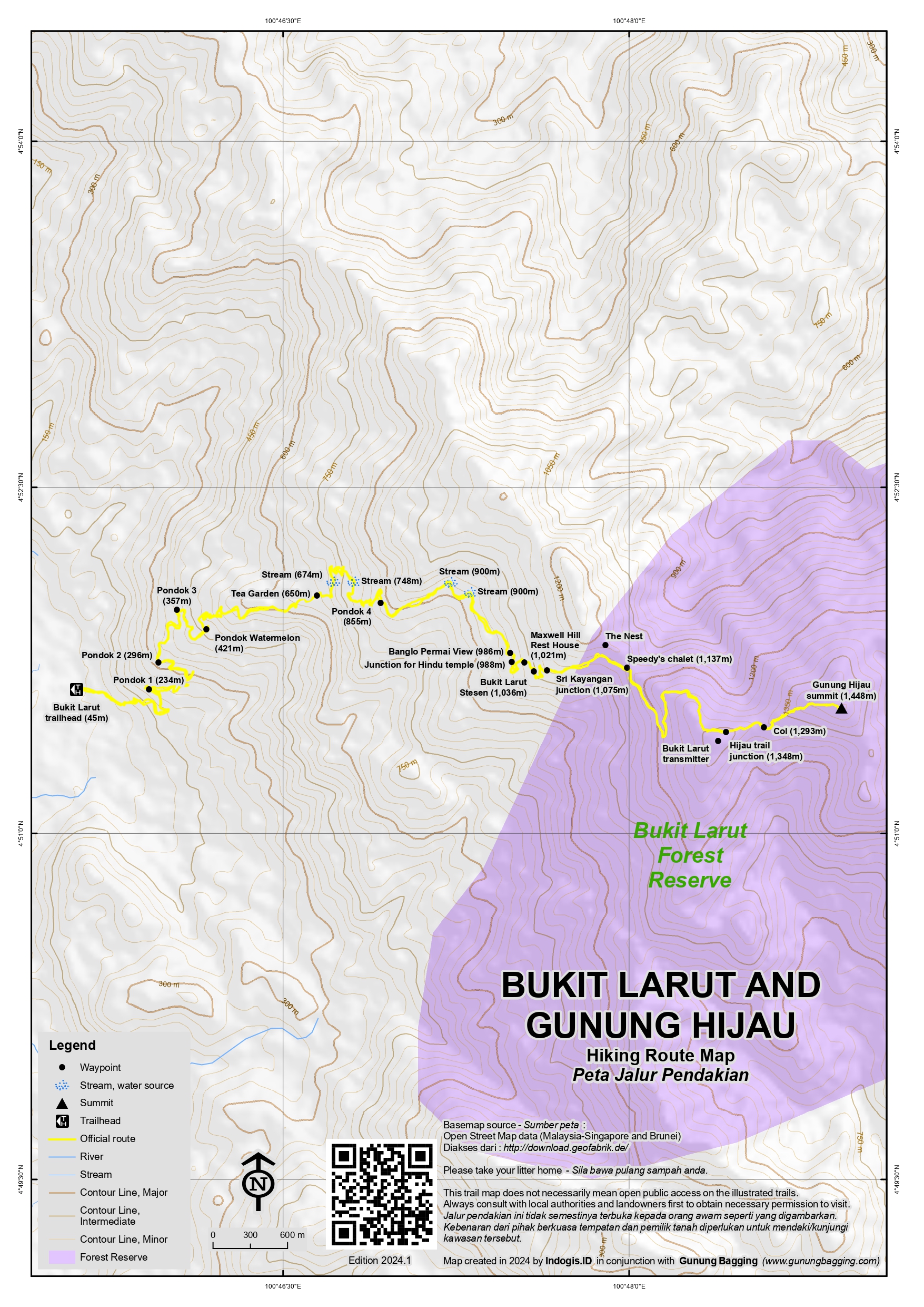 Peta Jalur Pendakian Bukit Larut - Gunung Hijau