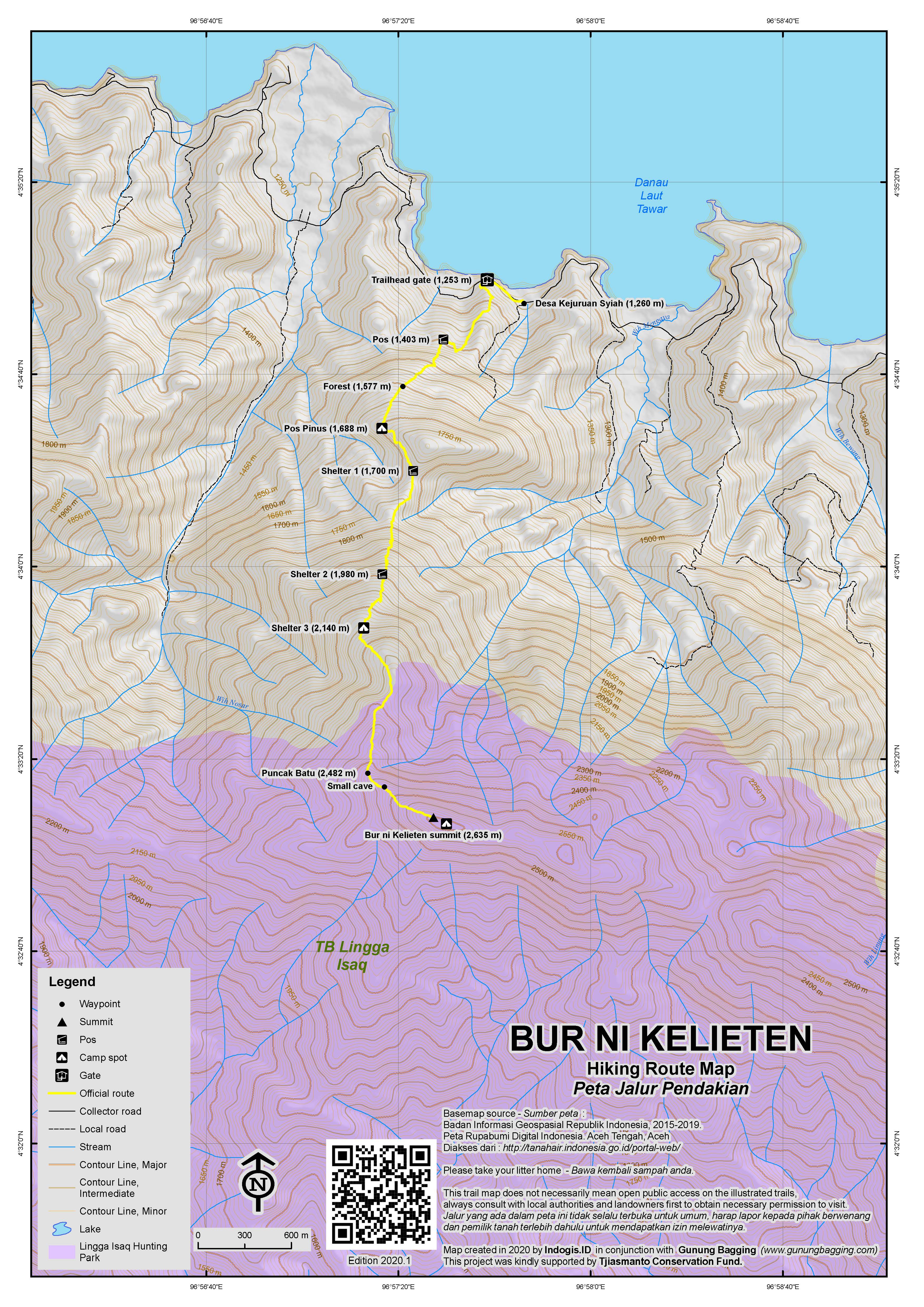Peta Jalur Pendakian Bur ni Kelieten