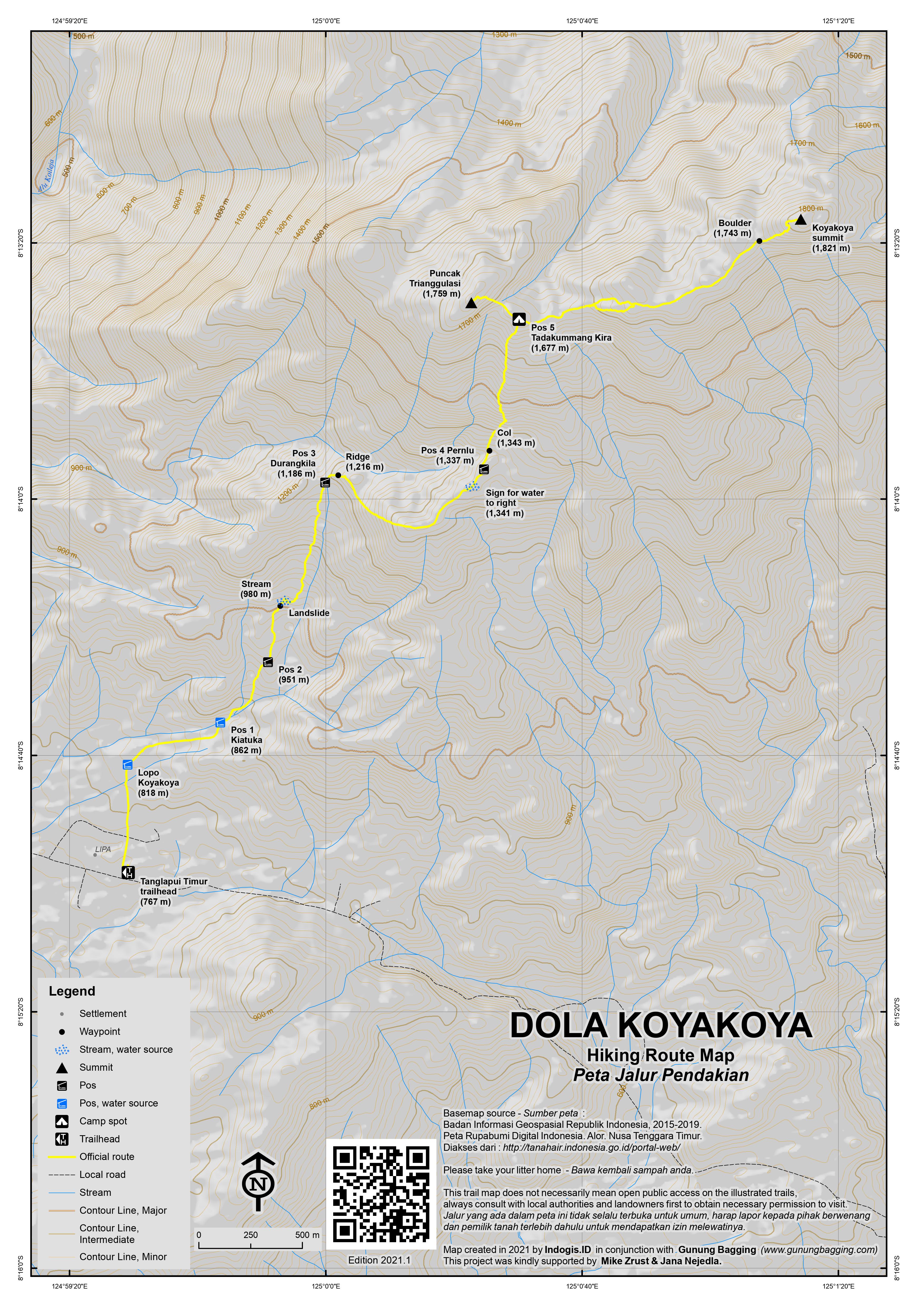 Peta Jalur Pendakian Dola Koyakoya