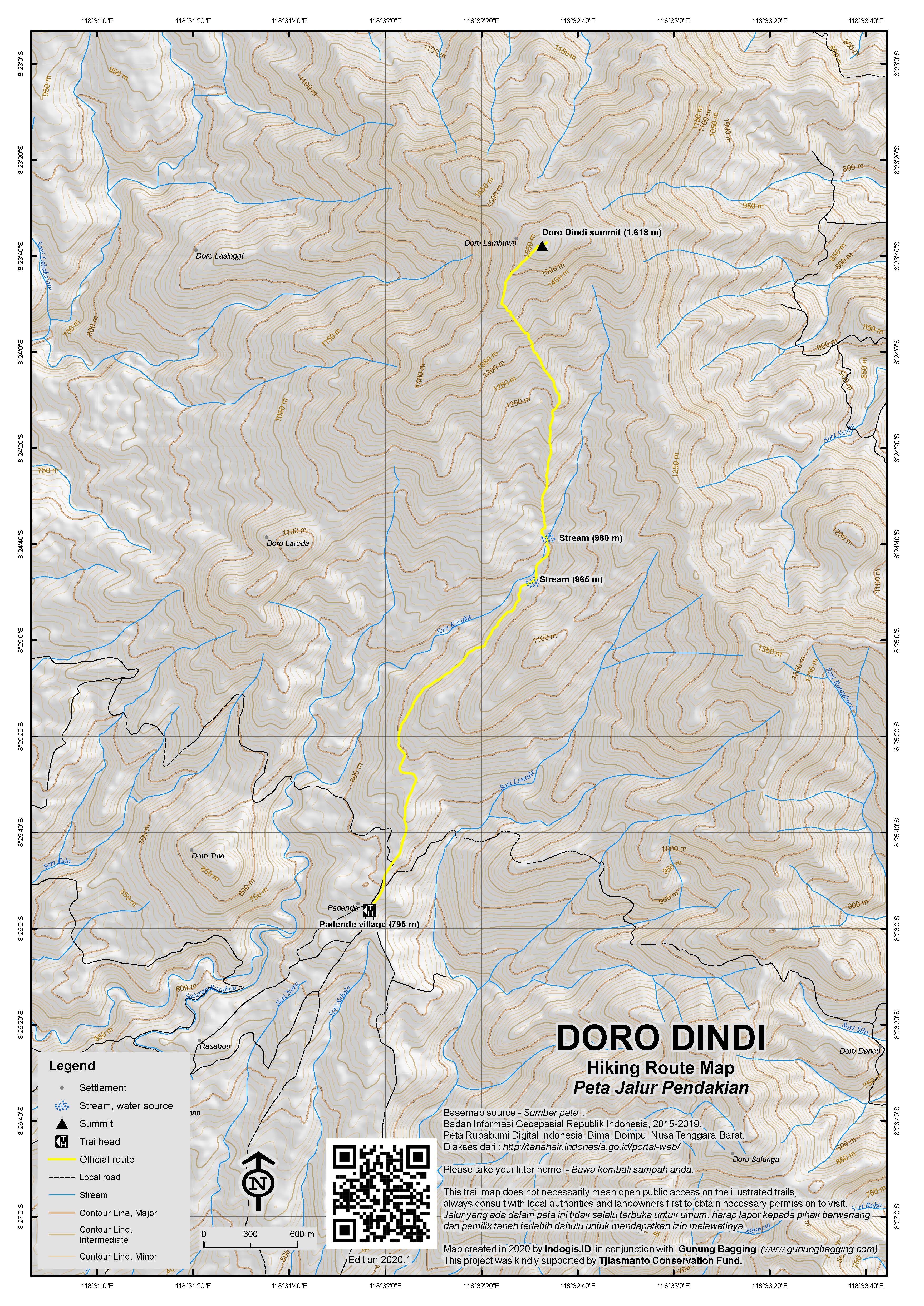 Peta Jalur Pendakian Doro Dindi