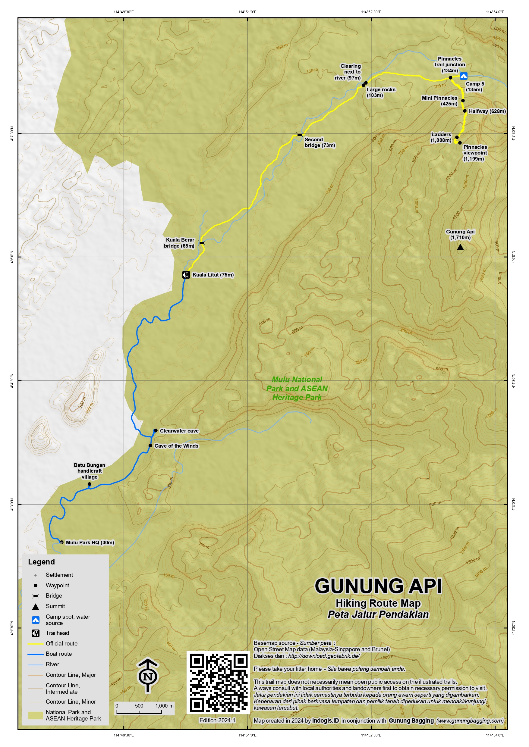 Peta Jalur Pendakian Gunung Api