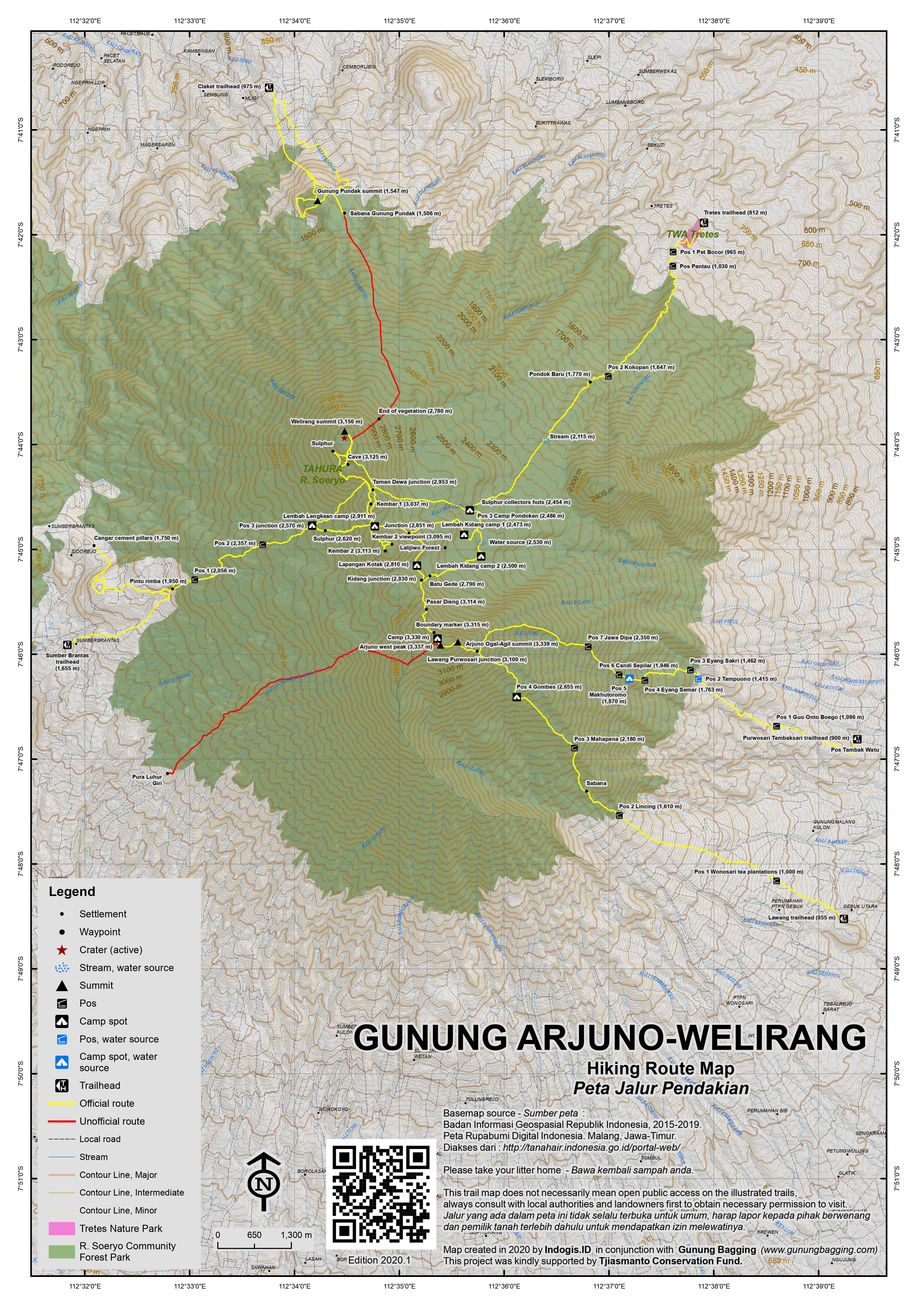 Peta Jalur Pendakian Gunung Arjuno-Welirang