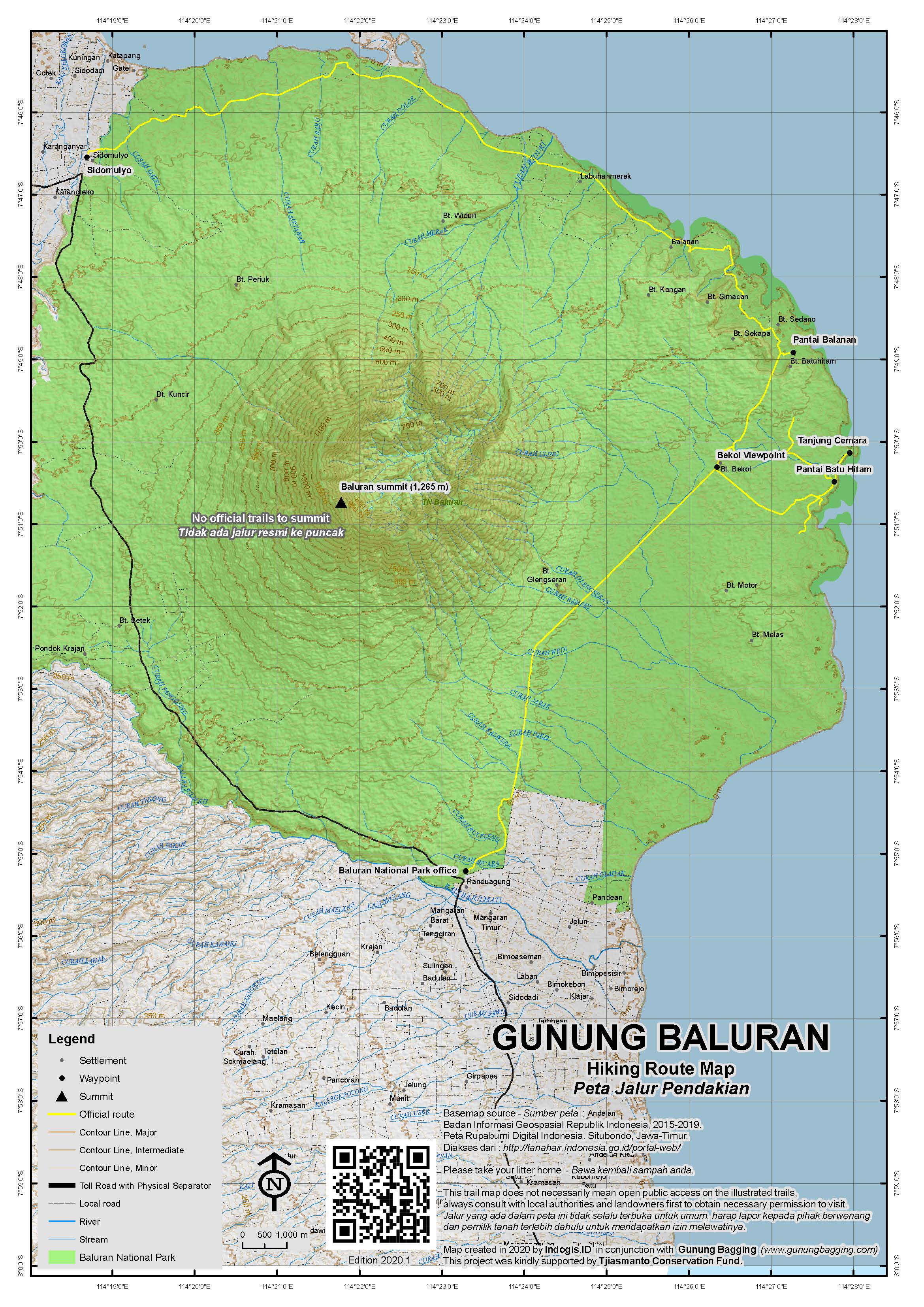 Peta Jalur Pendakian Gunung Baluran