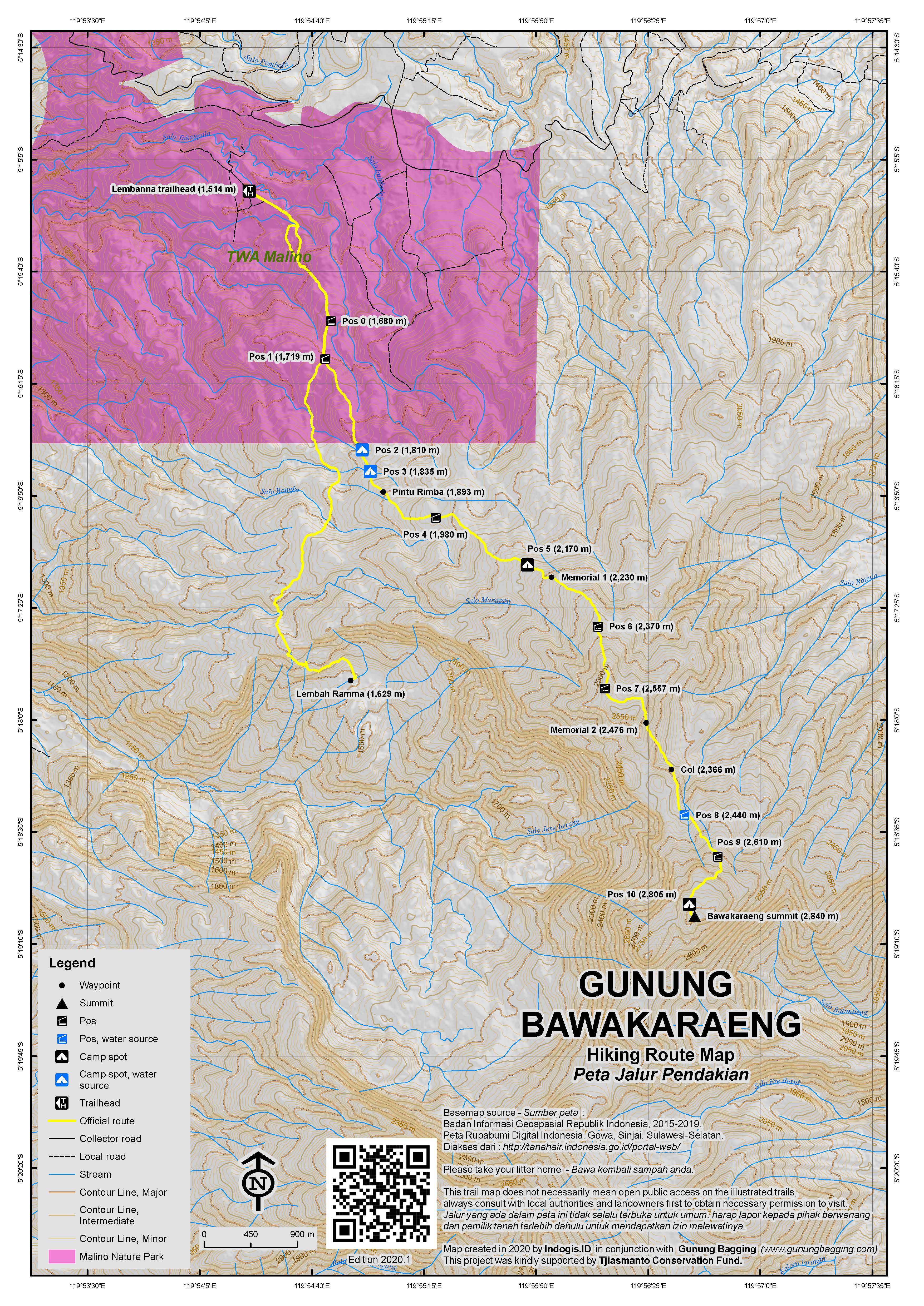 Peta Jalur Pendakian Gunung Bawakaraeng