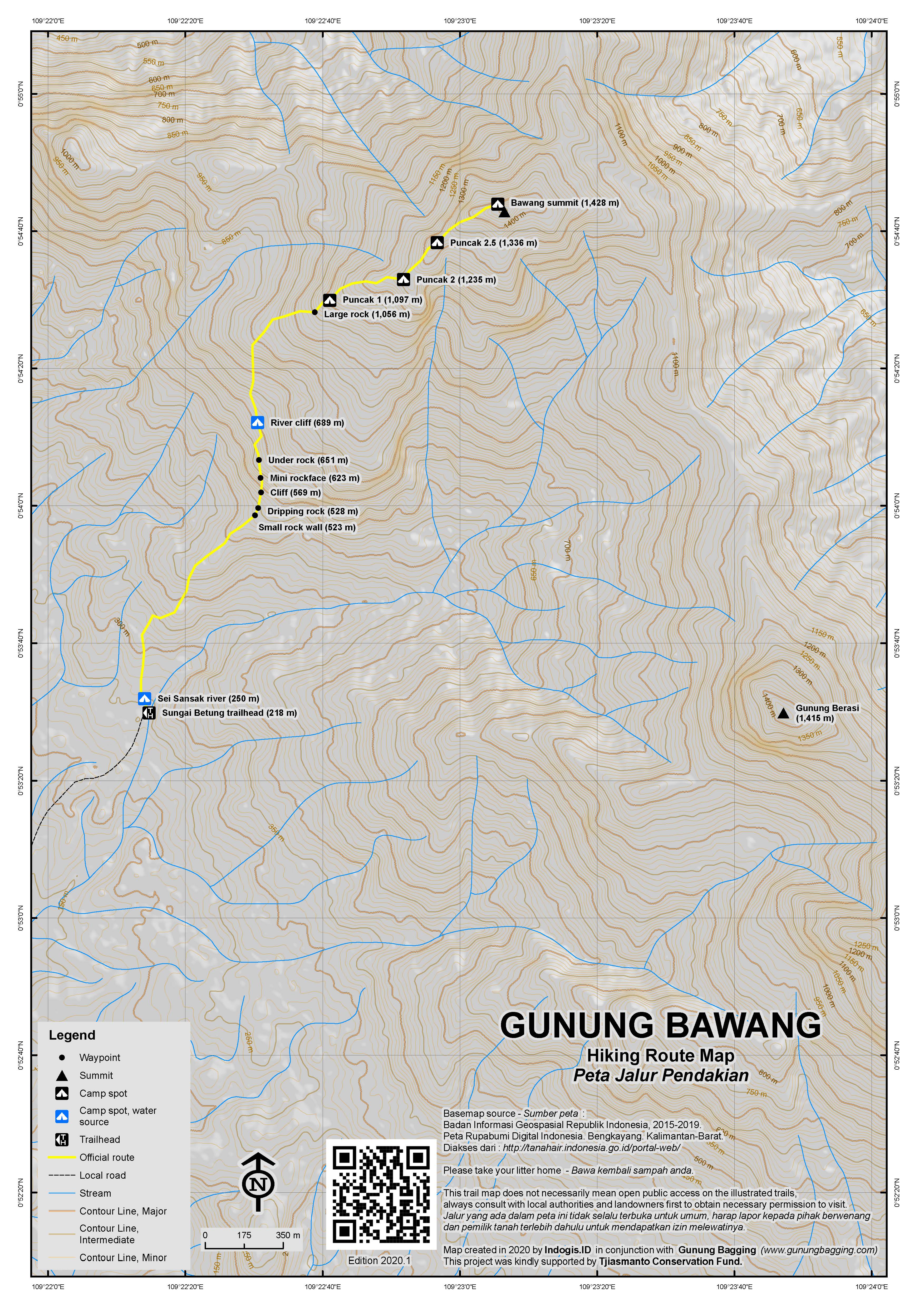 Peta Jalur Pendakian Gunung Bawang