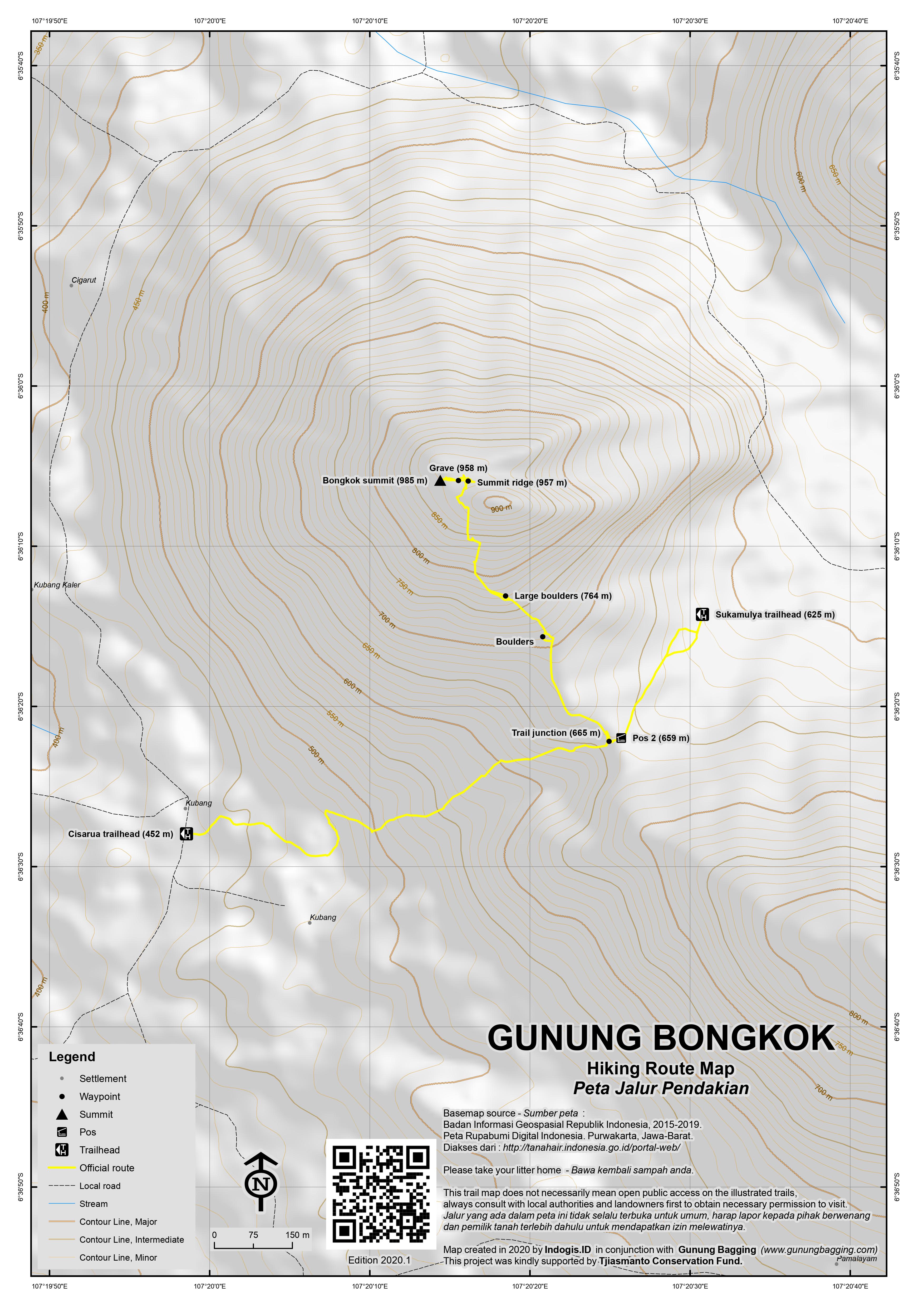 Peta Jalur Pendakian Gunung Bongkok