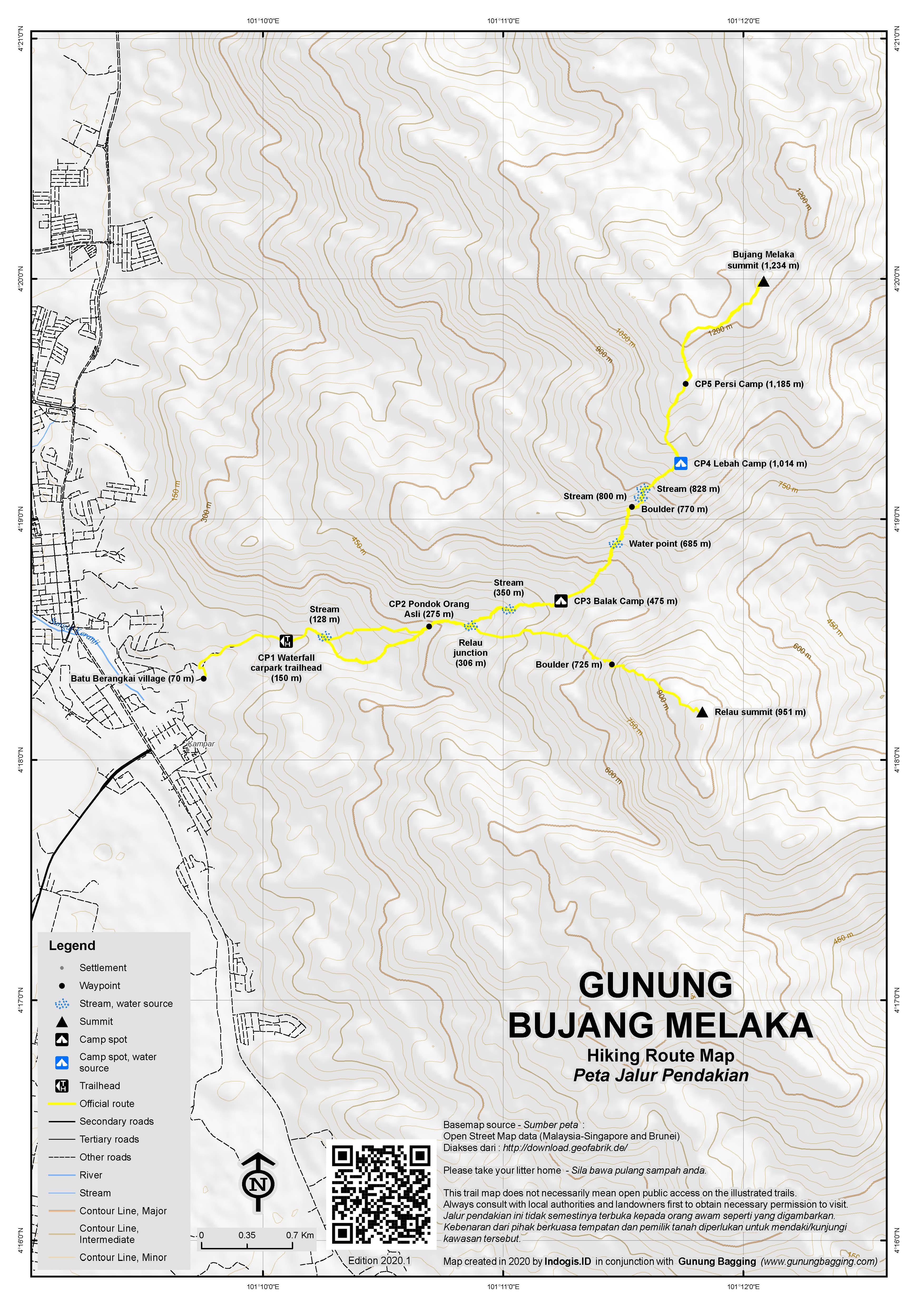 Peta Jalur Pendakian Gunung Bujang Melaka