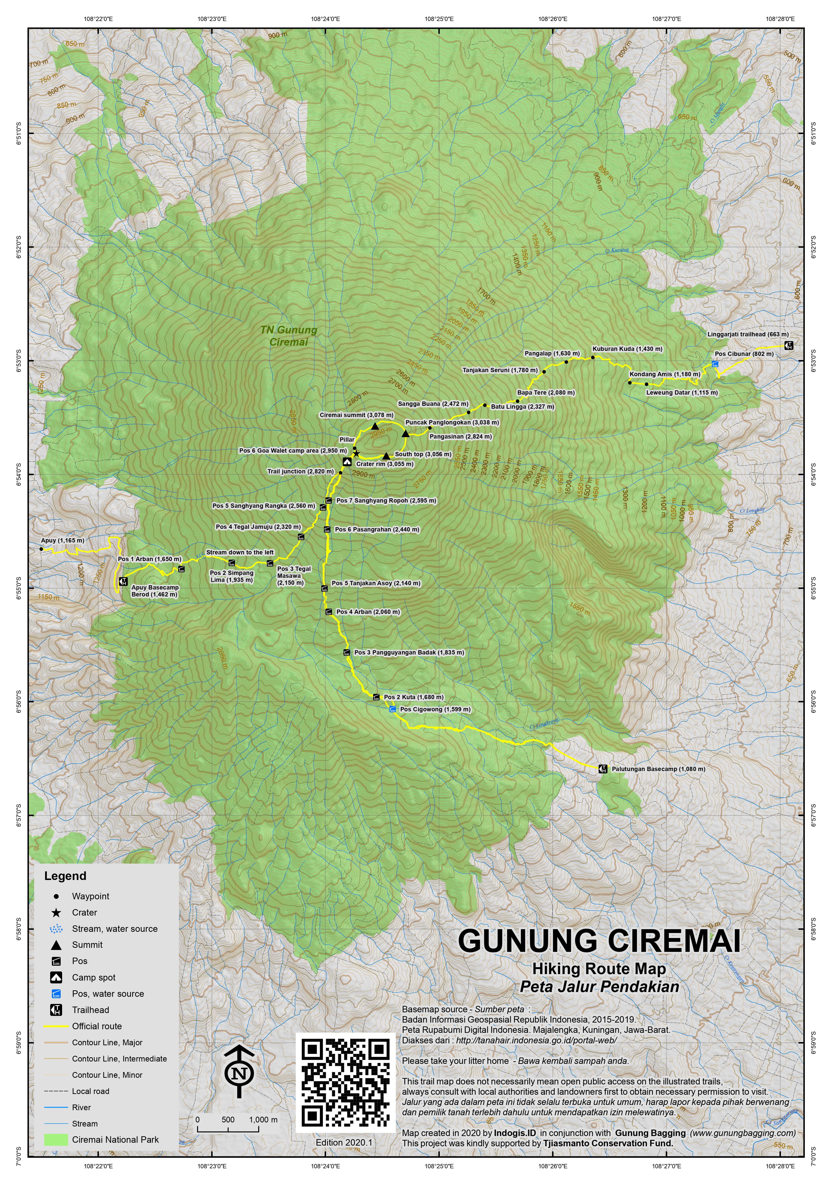 Peta Jalur Pendakian Gunung Ciremai