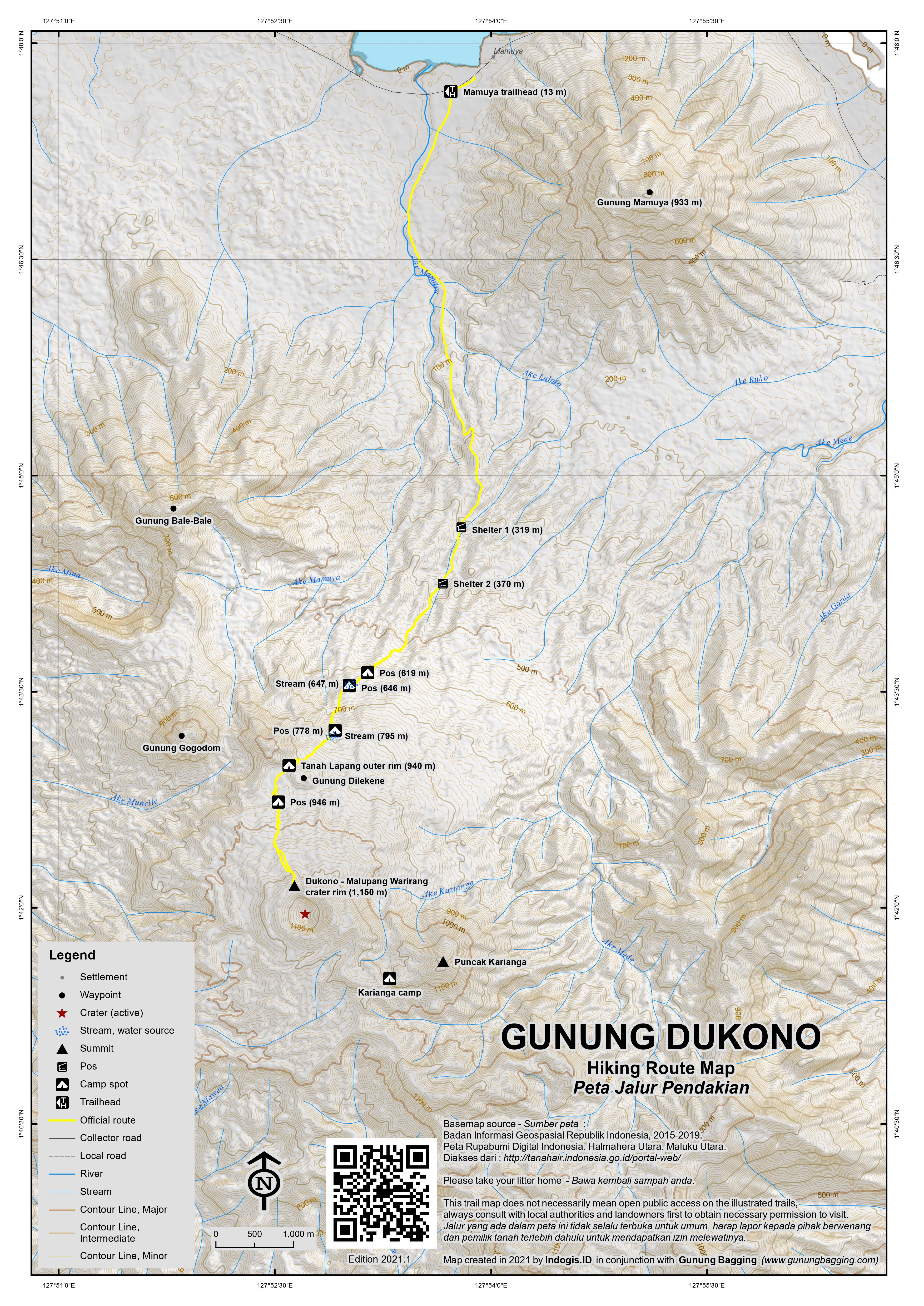 Peta Jalur Pendakian Gunung Dukono