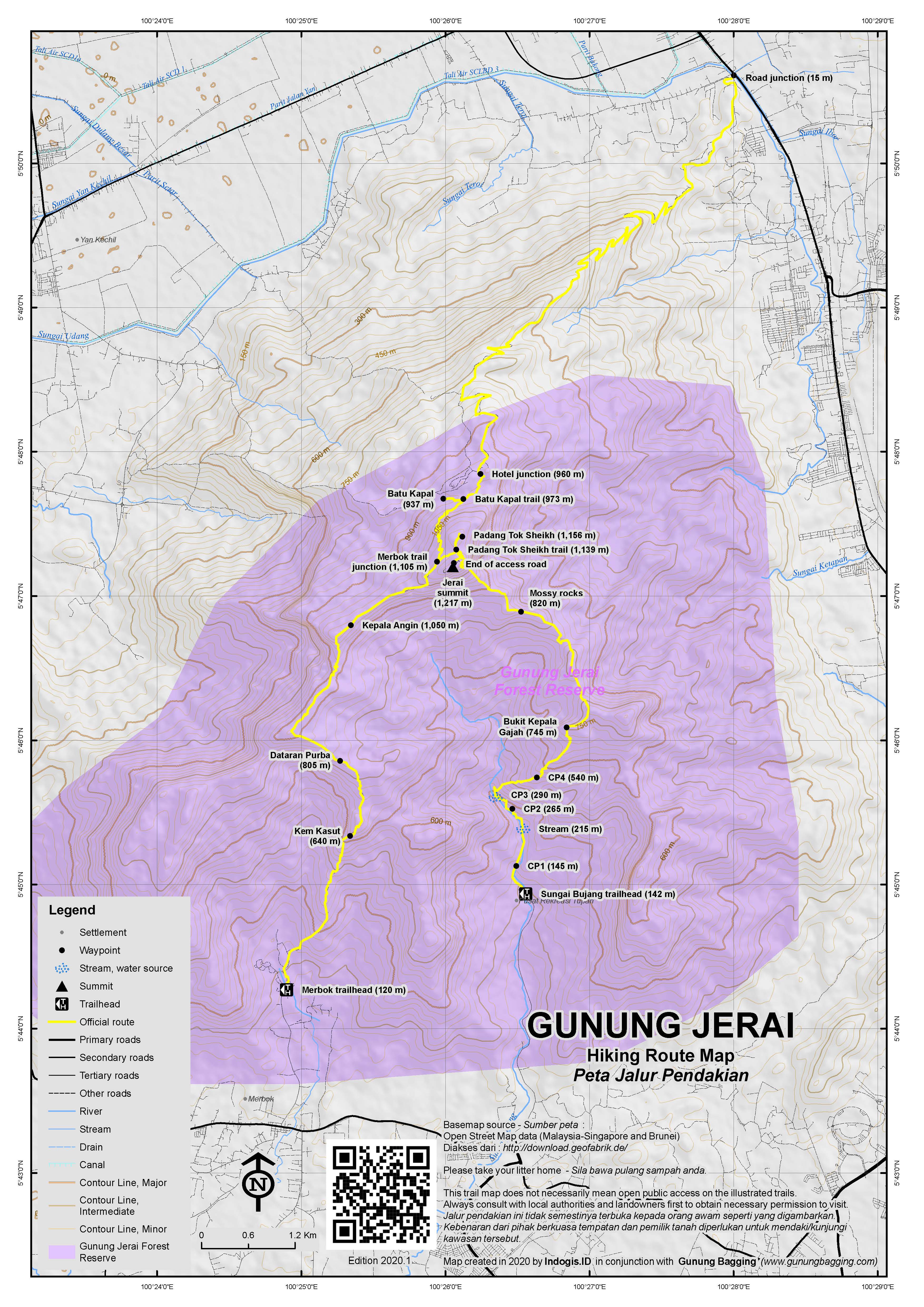 Peta Jalur Pendakian Gunung Jerai