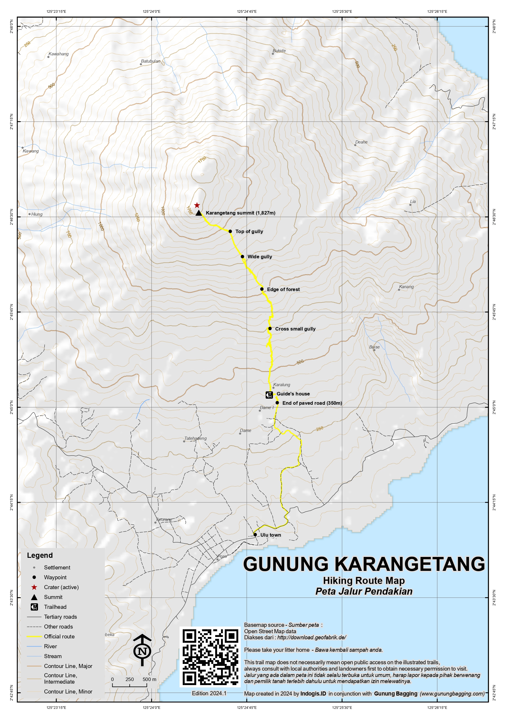 Peta Jalur Pendakian Gunung Karangetang