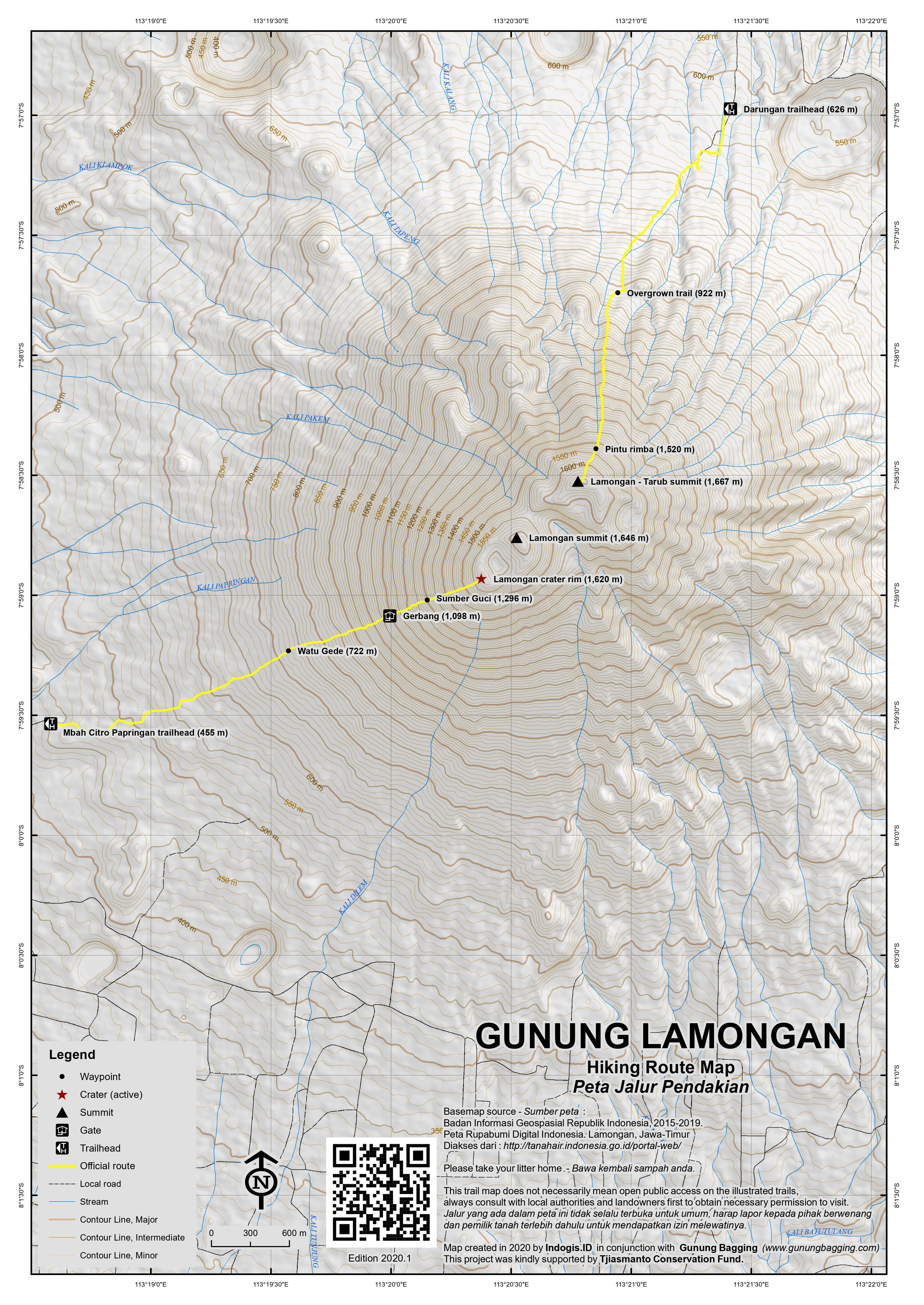 Peta Jalur Pendakian Gunung Lamongan