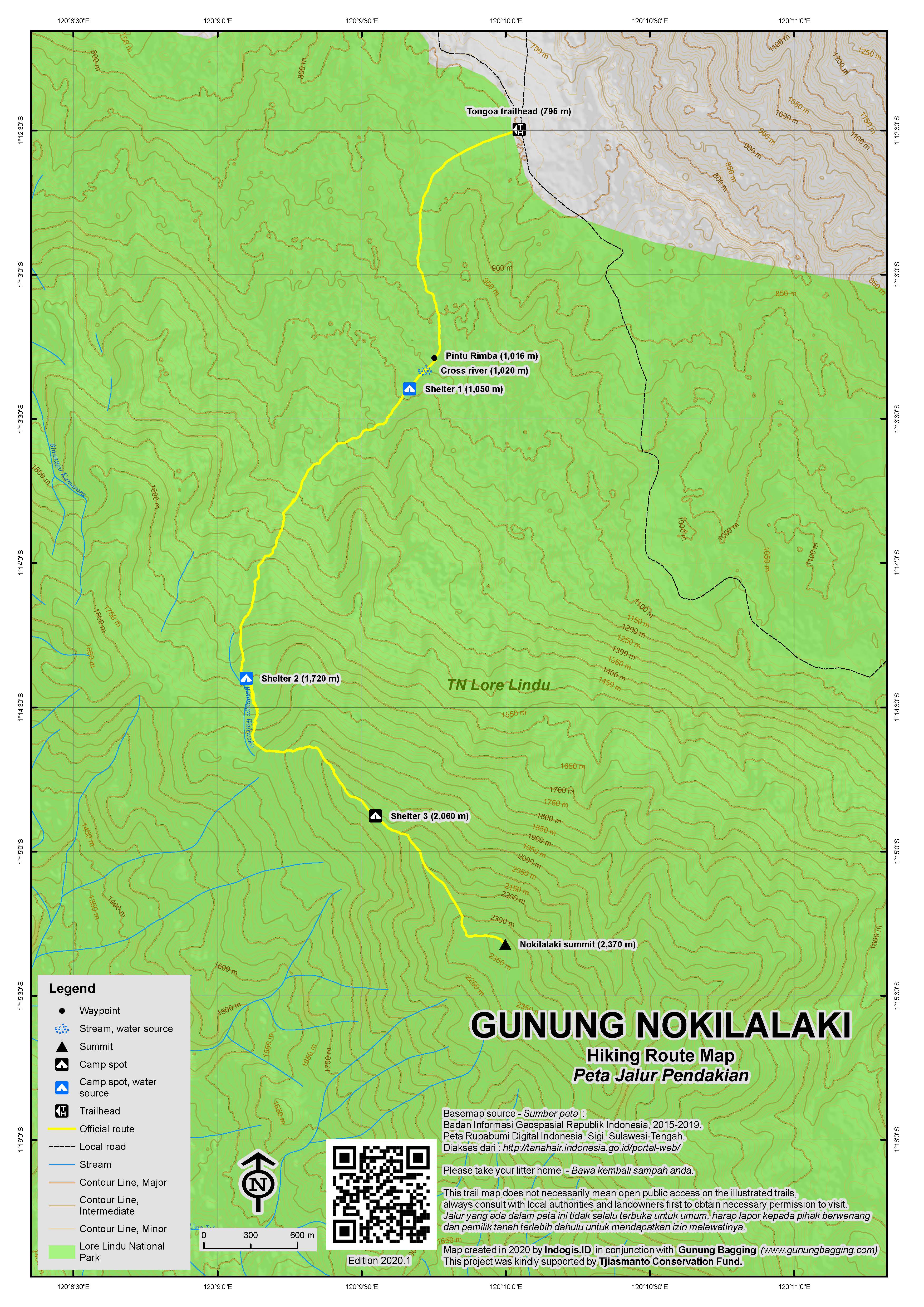 Peta Jalur Pendakian Gunung Nokilalaki