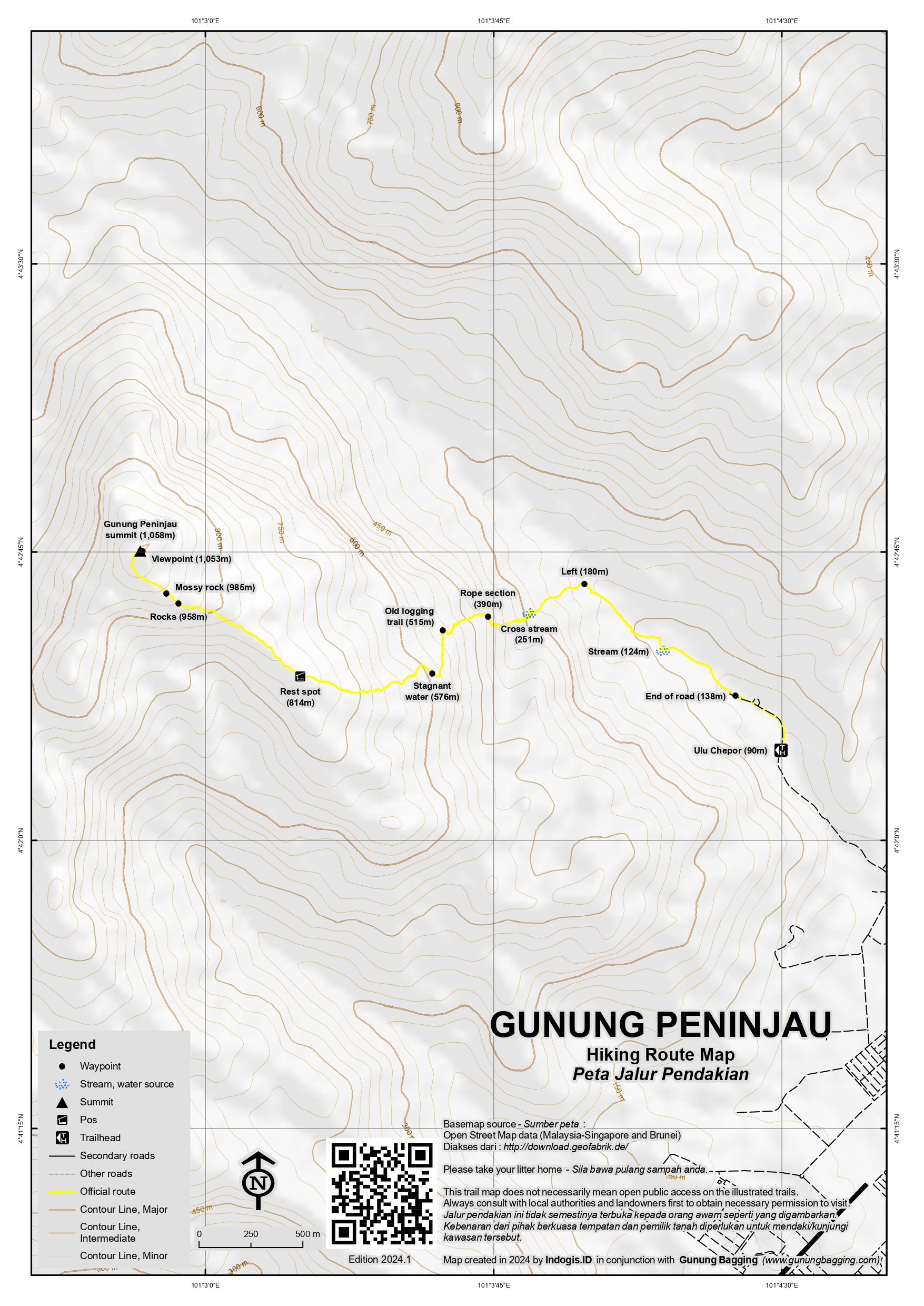 Peta Jalur Pendakian Gunung Peninjau