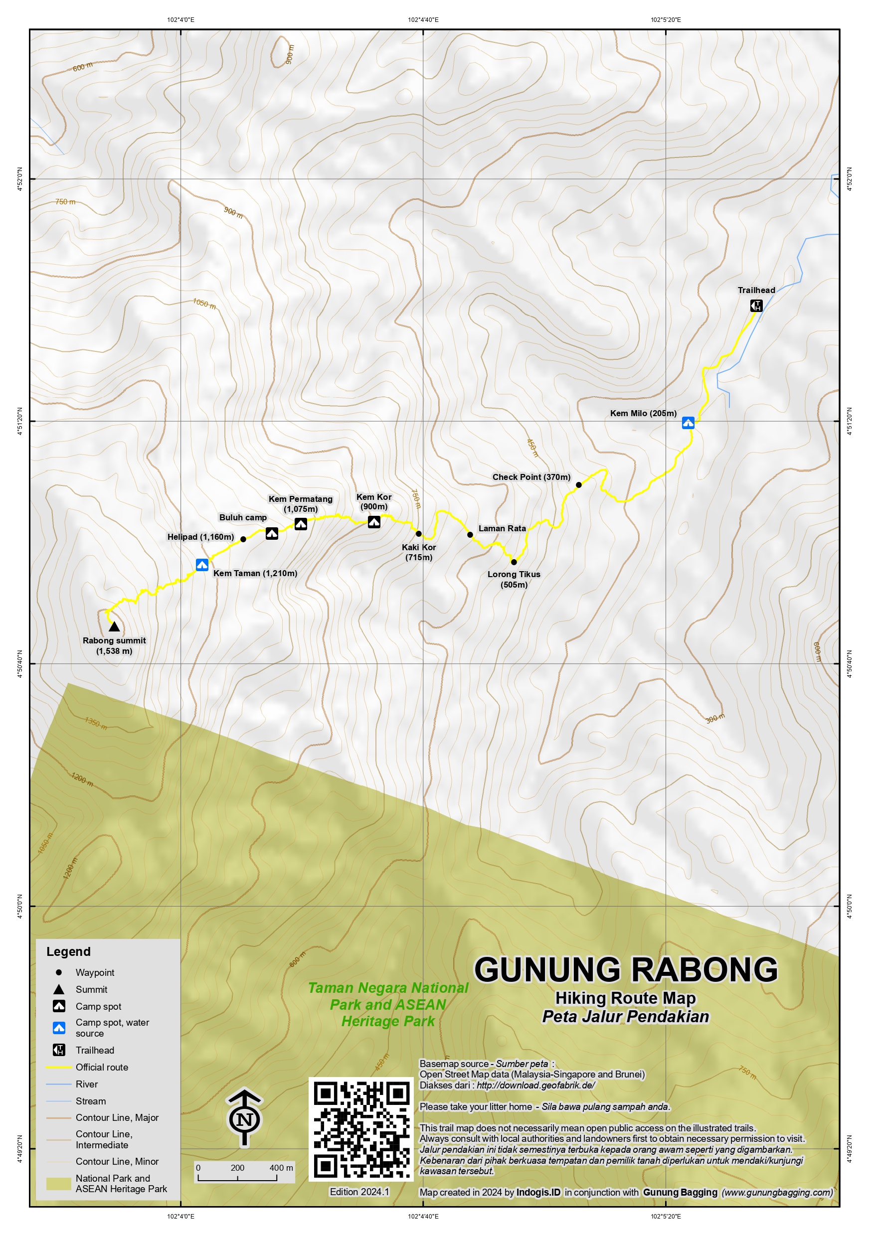 Peta Jalur Pendakian Gunung Rabong