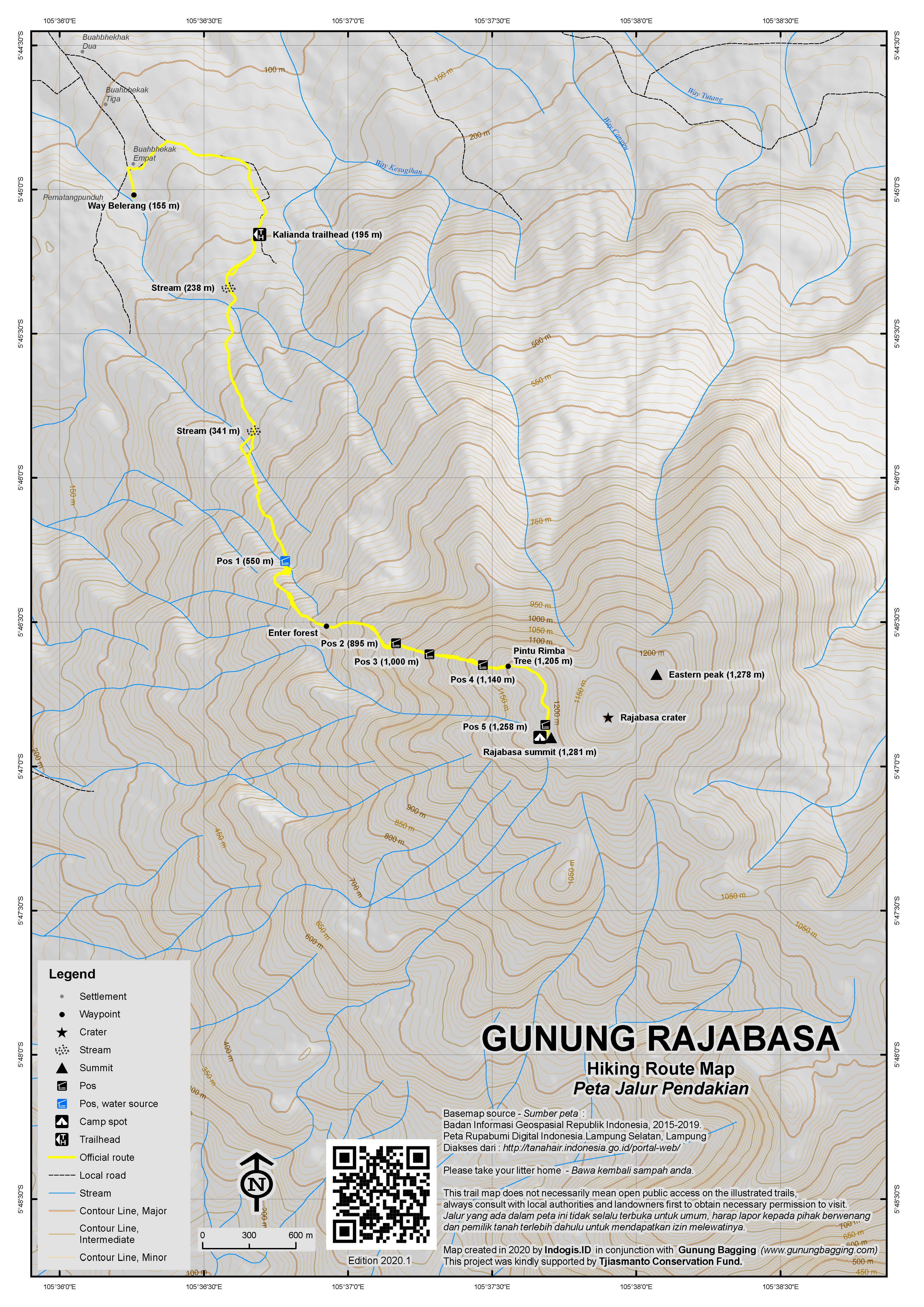 Peta Jalur Pendakian Gunung Rajabasa