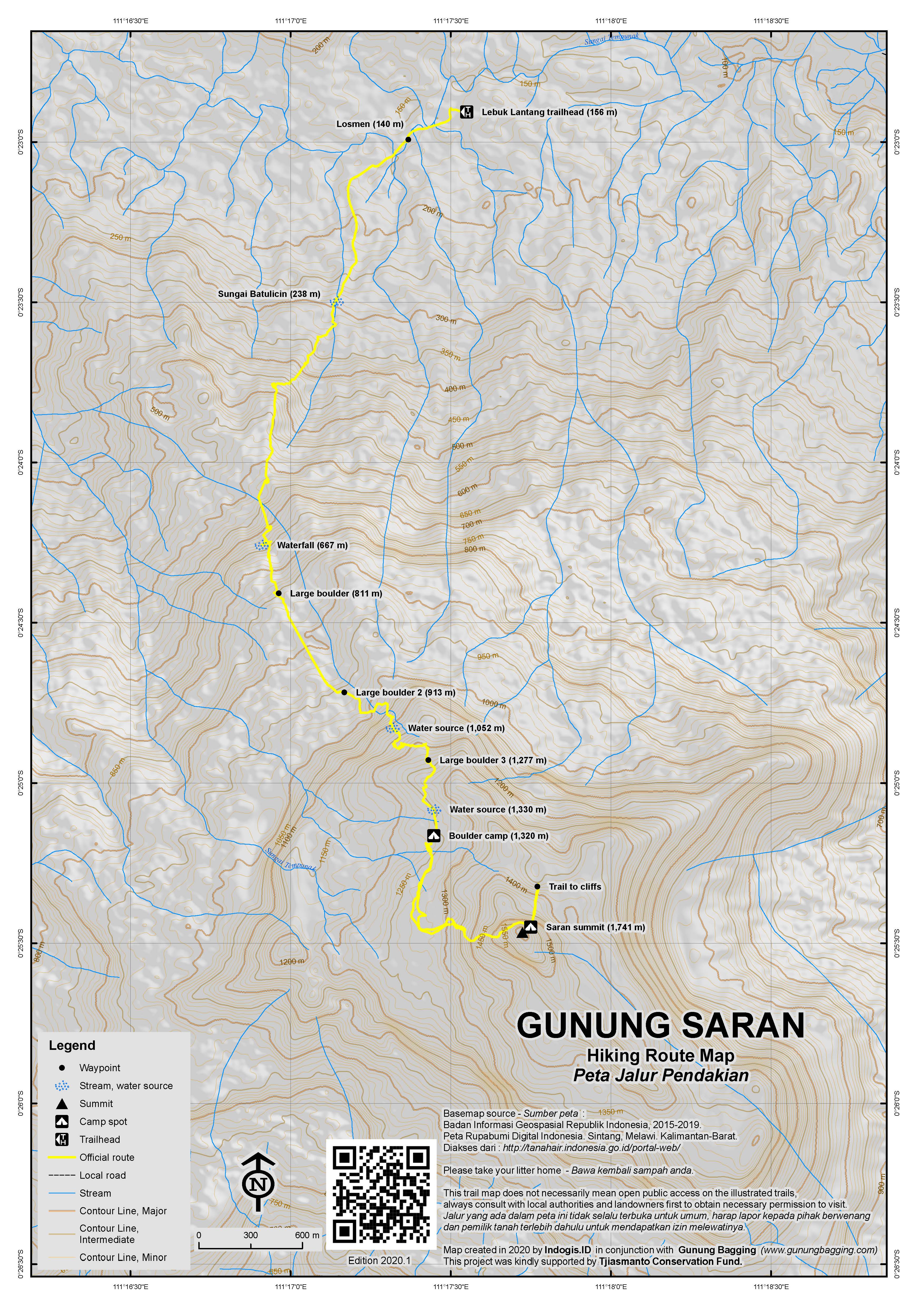 Peta Jalur Pendakian Gunung Saran