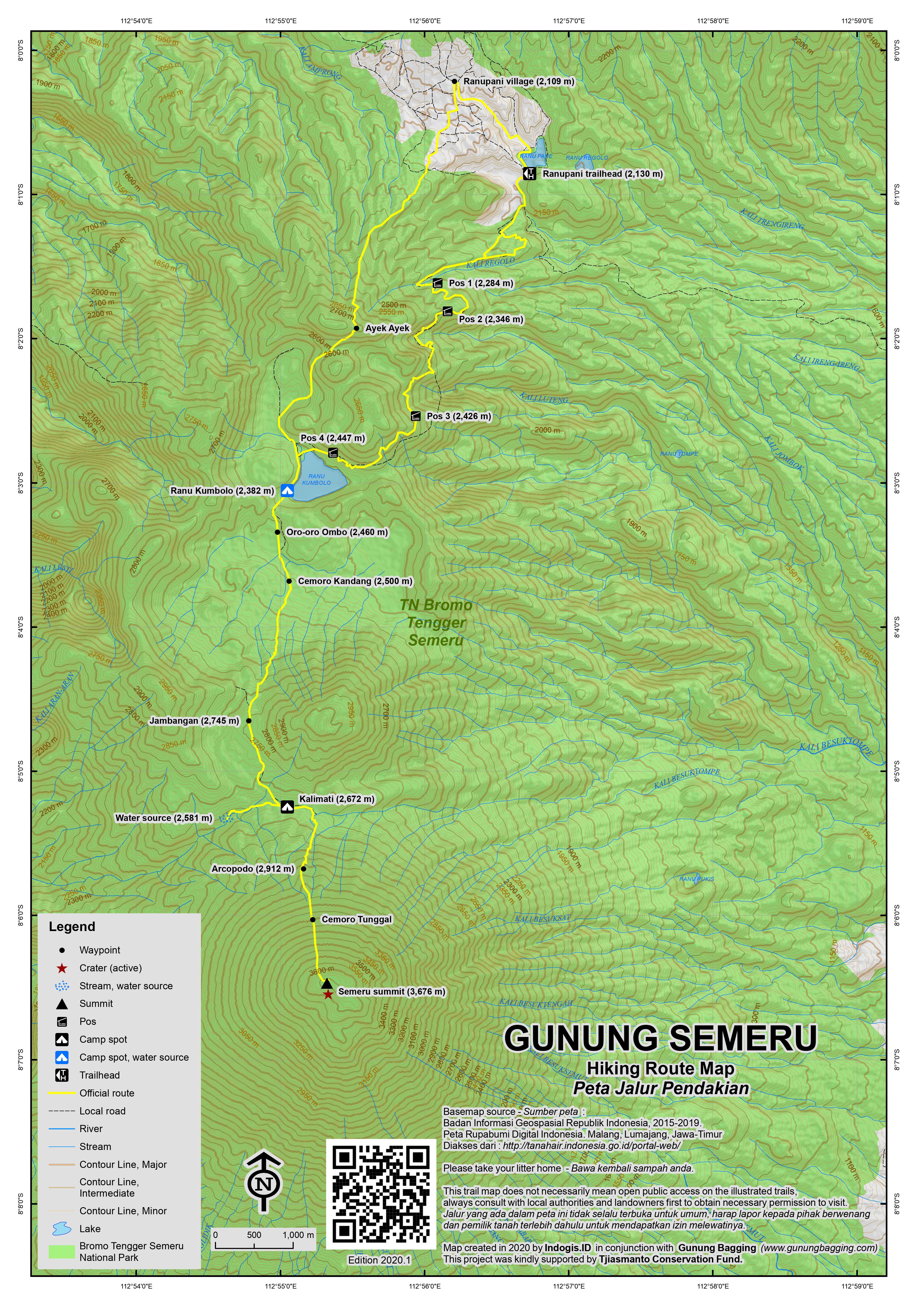 Peta Jalur Pendakian Gunung Semeru