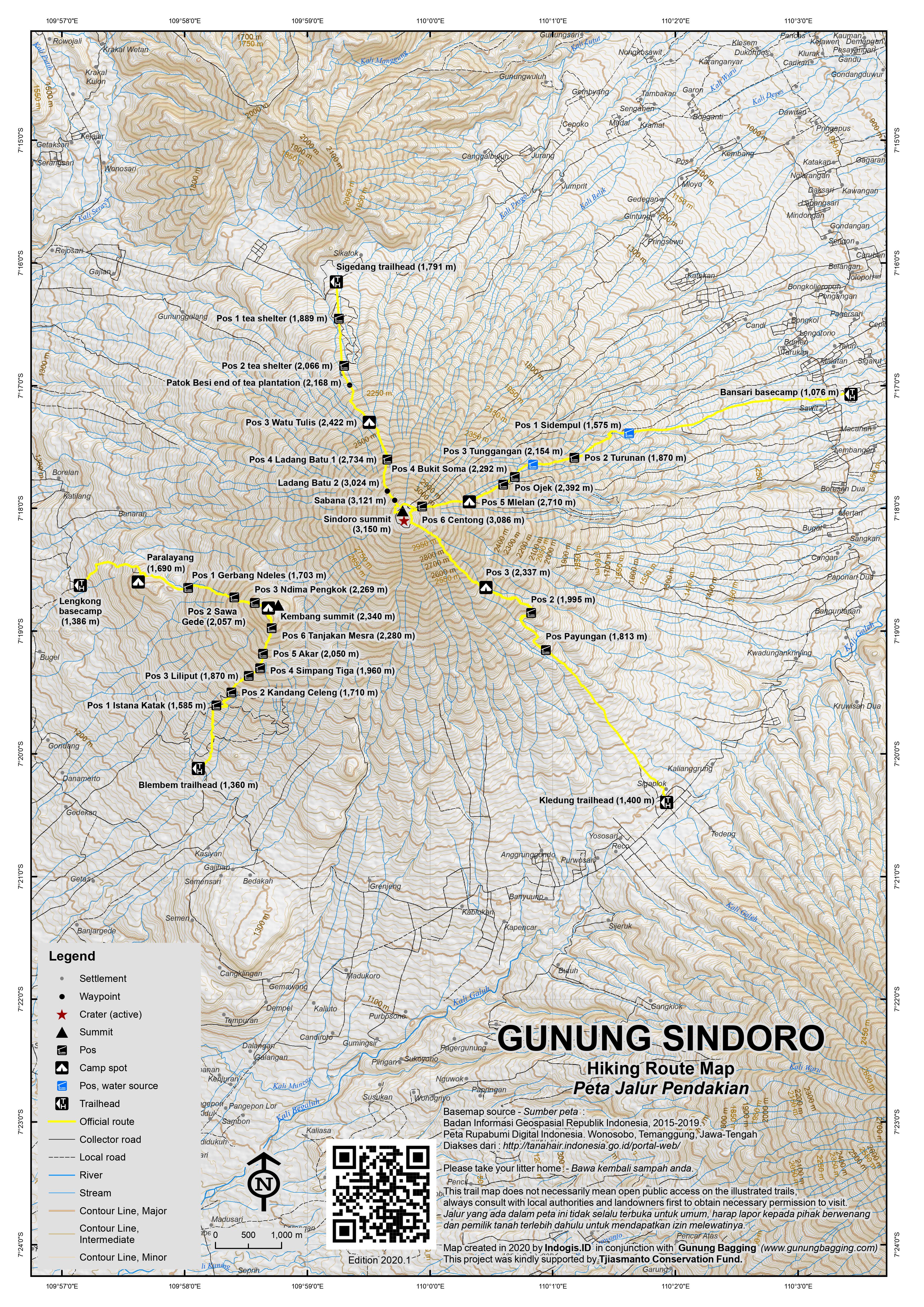 Peta Jalur Pendakian Gunung Sindoro