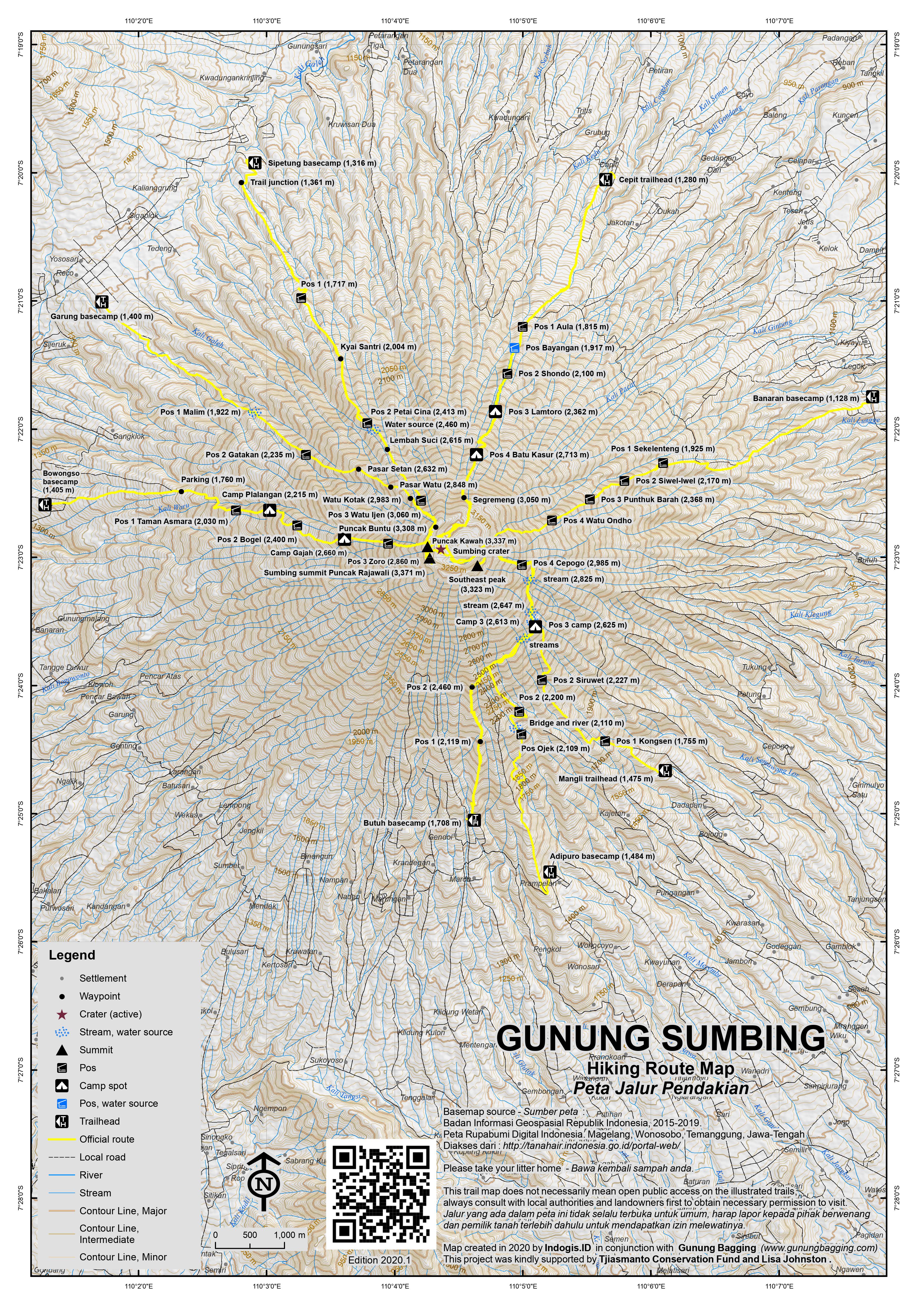 Peta Jalur Pendakian Gunung Sumbing