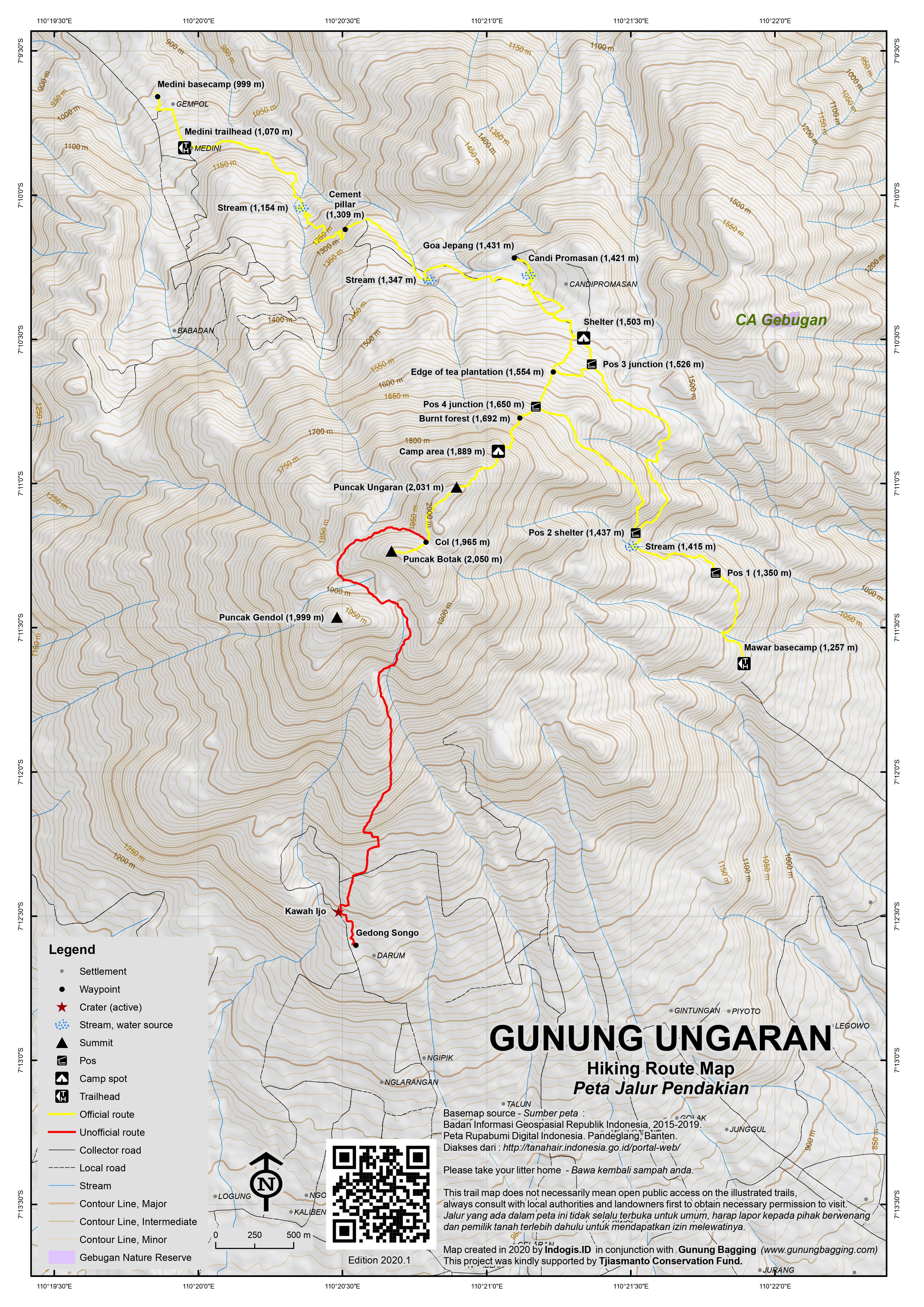 Peta Jalur Pendakian Gunung Ungaran