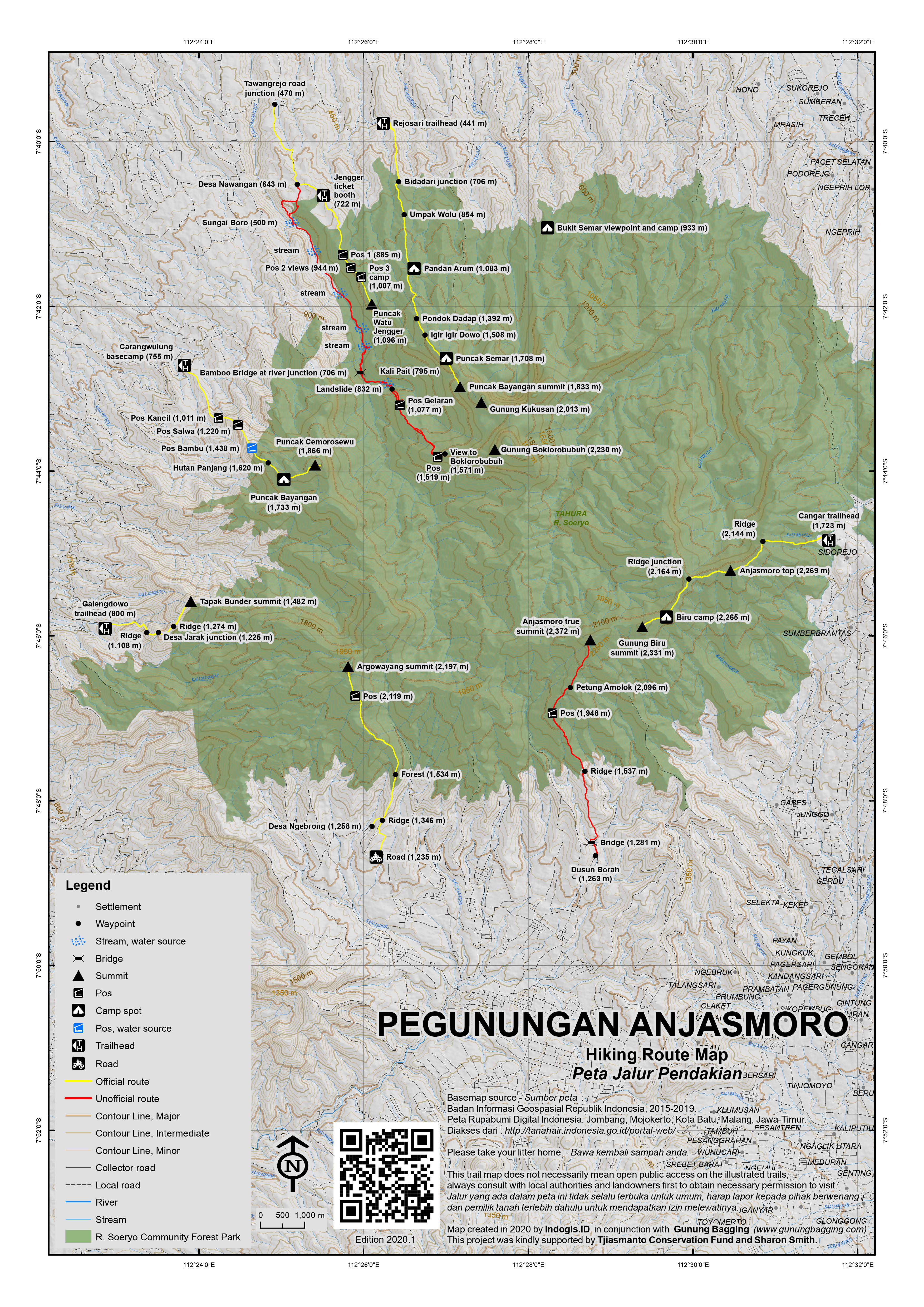 Peta Jalur Pendakian Gunung Anjasmoro